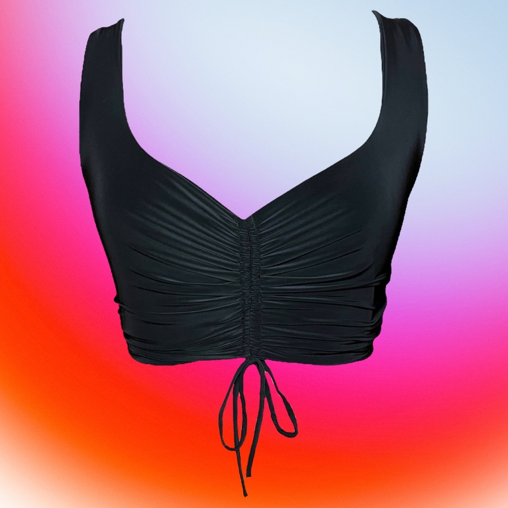 🛸 Drawstring Crop Top, Tank Top, Polyester & Spandex, Size Large, Worn Once.
